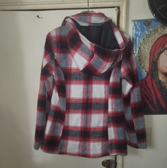 Faded Glory Women's Double-Breasted Faux Wool Peacoat with Hood XS - Picture 5 of 12